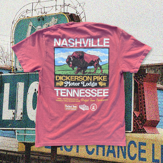 Dickerson Pike Motor Lodge Faded Red Buffalo Tee