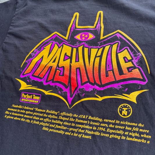 Bat Building Retro Black Tee