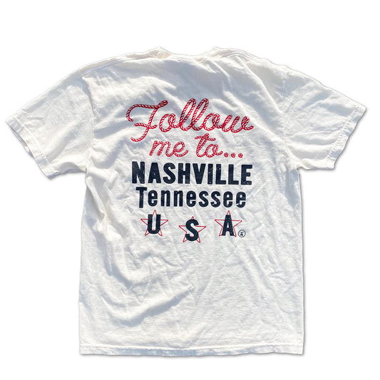 Follow Me to Nashville, Tenn Bucking Bronco Beige Tee