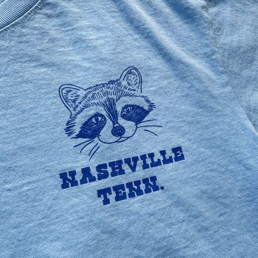 Music City Raccoon Light Blue Crop