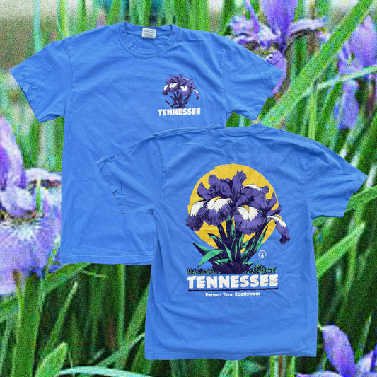 Tennessee Iris State Flower Sketch Lt. Blue Tee