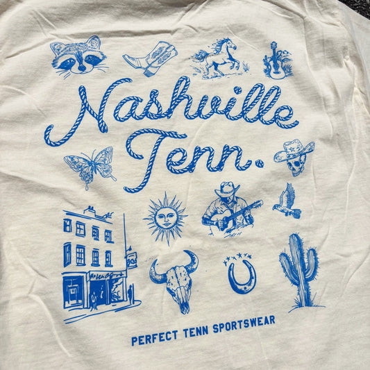 Nashville Tenn Stick N Poke Raccoon Beige Tee
