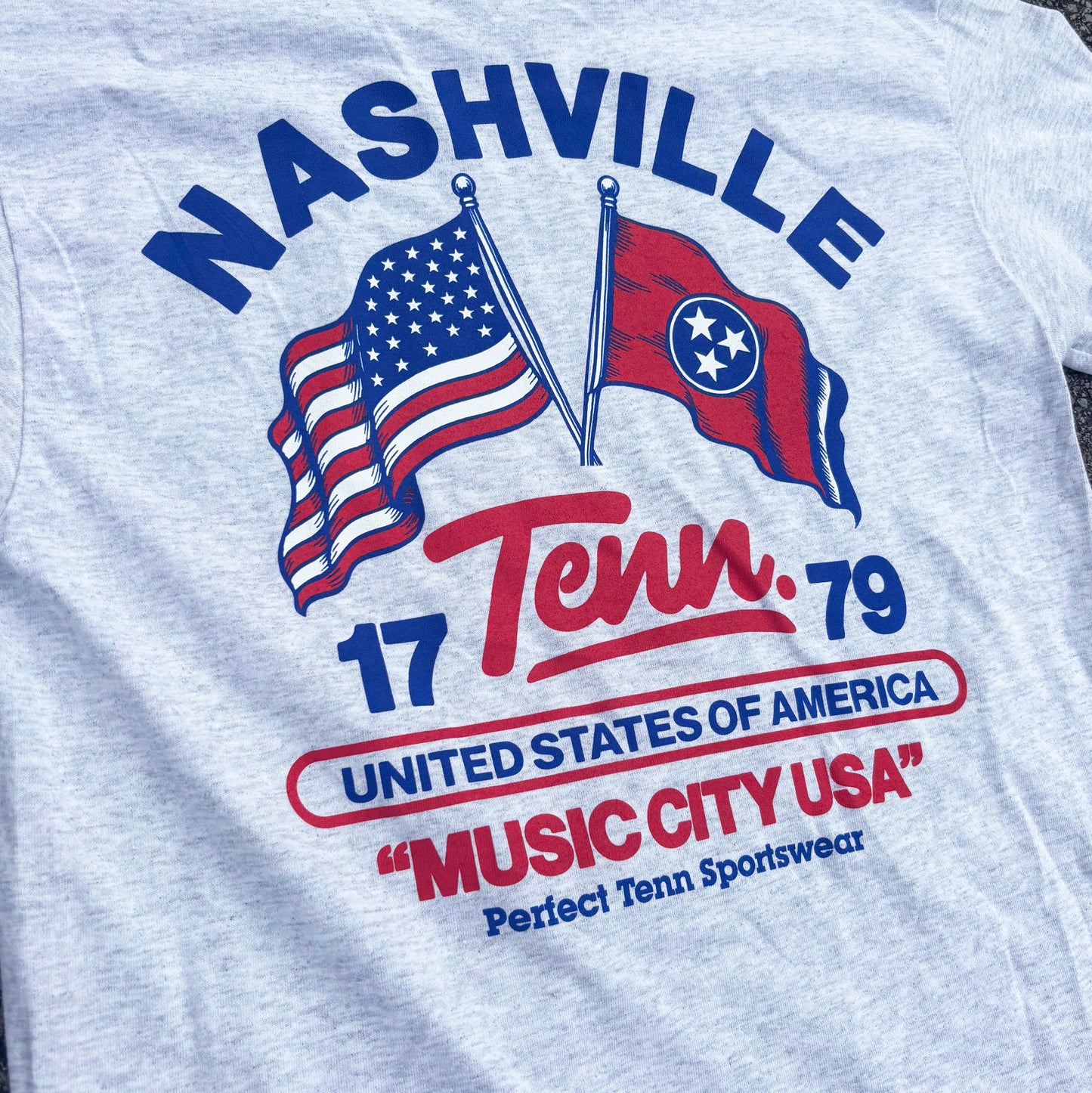 USA & Tri-star American and Tennessee Flag Athletic Heather Tee