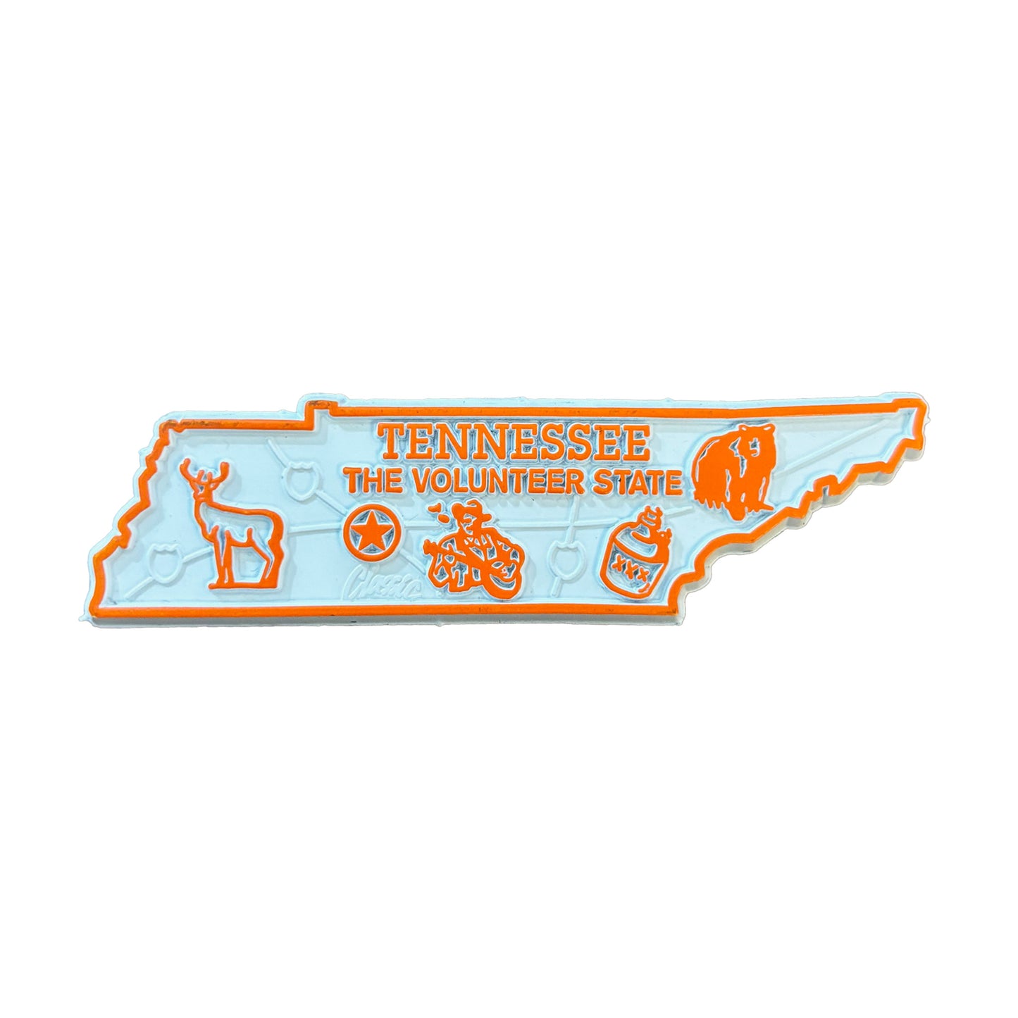 Tennessee White & Orange State Magnet Made in USA 3"