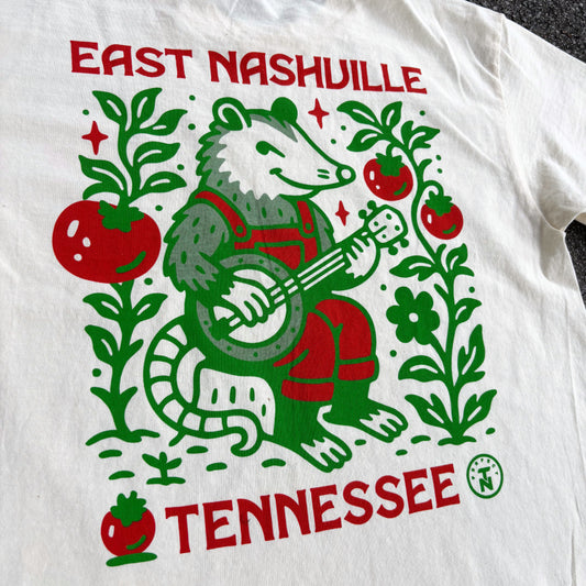 East Nashville Tomato Possum Banjo Beige Tee Festival