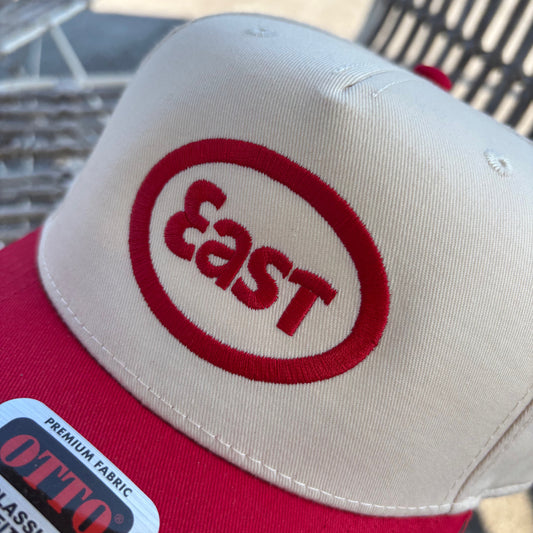 EAST Tomato Red 5 Panel Embroidered Hat