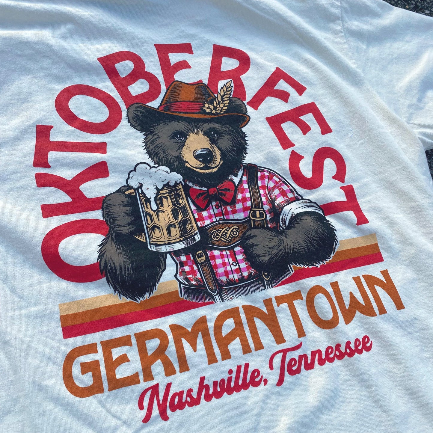 Oktoberfest Germantown, Nashville Lederhosen Bear Ivory Tee