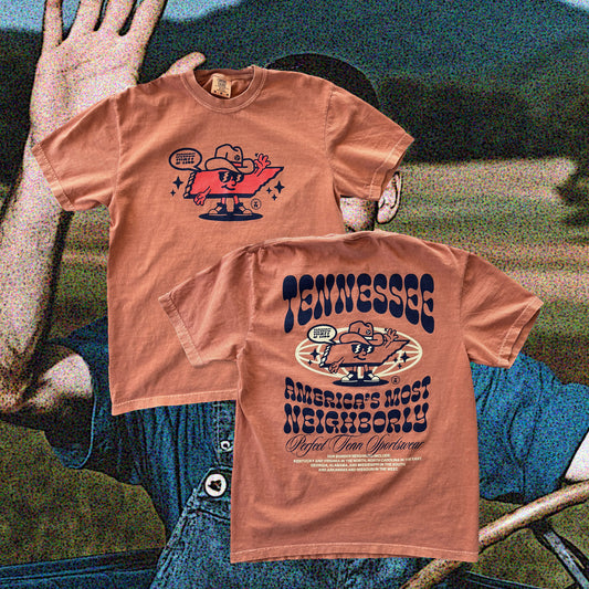 Tennessee: America's Most Neighborly State Faded Orange Tee