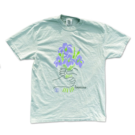 Tennessee Iris State Flower Sketch Bay Green Tee