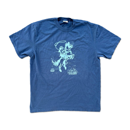 Follow Me to Nashville, Tenn Bucking Bronco Deep Blue Tee