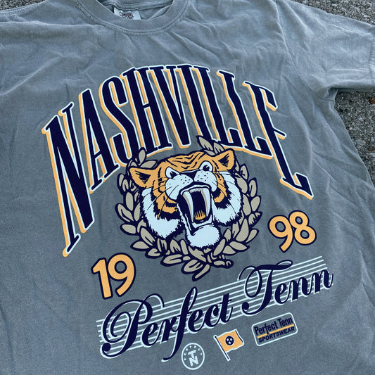 Nashville Saber Tooth Tiger Heather Grey Crewneck