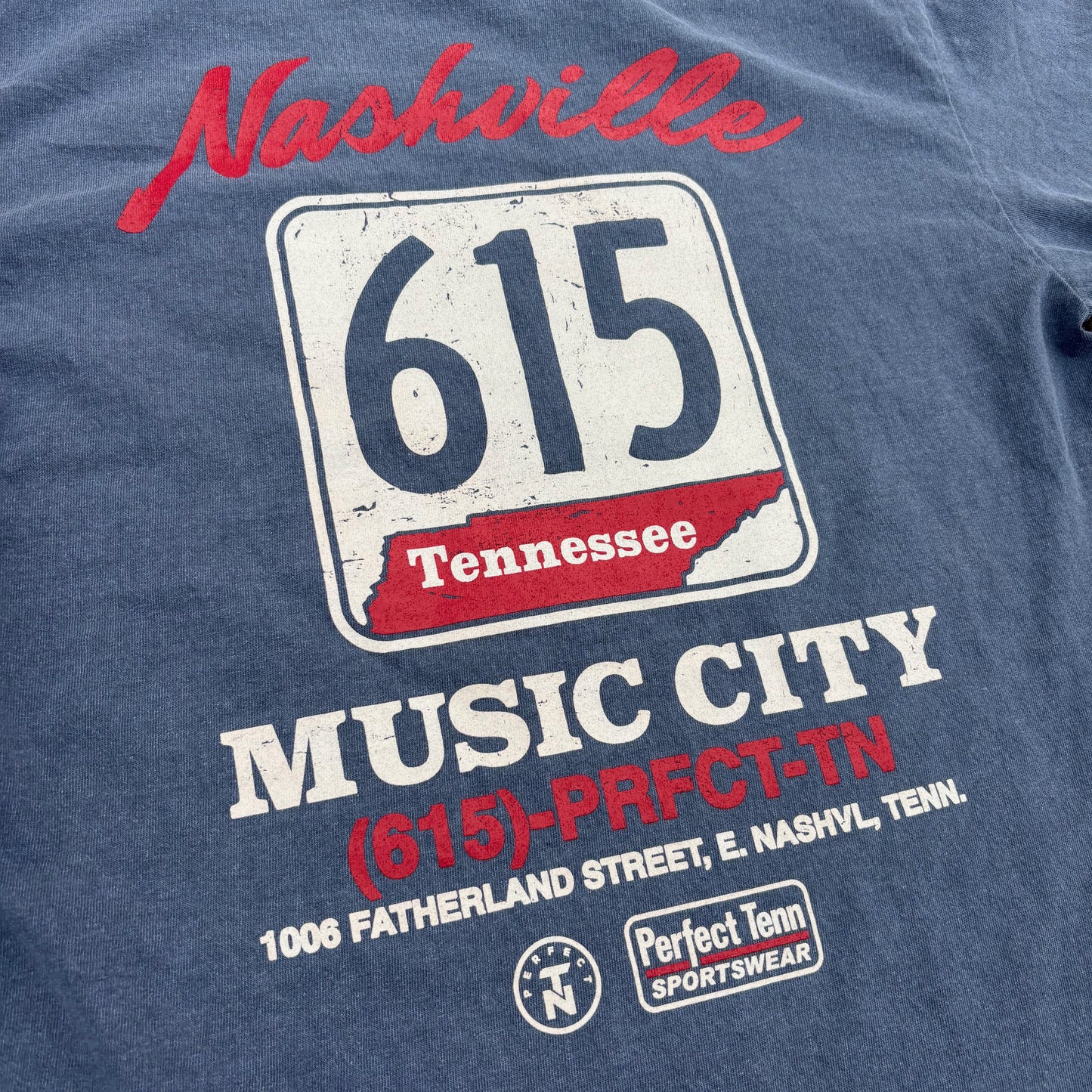 615 Tennessee Road Sign Faded Blue Tee