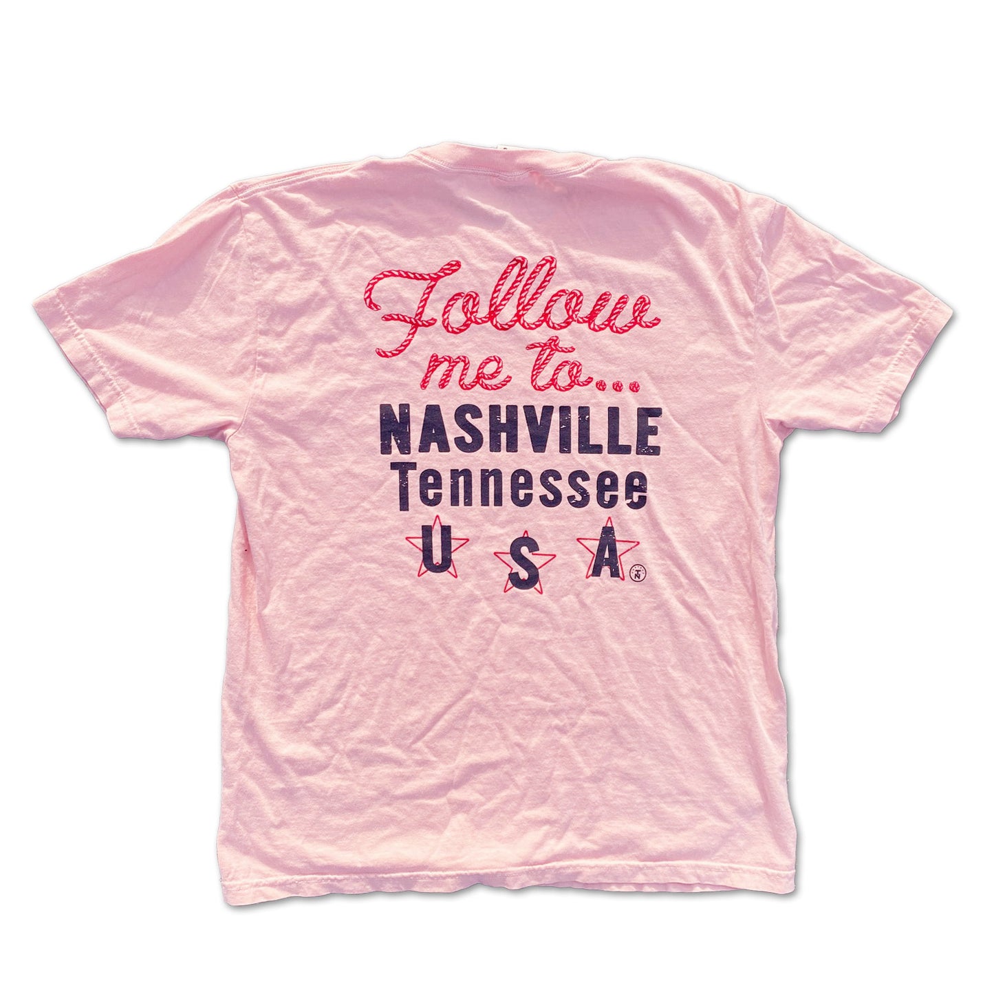 Follow Me to Nashville, Tenn Bucking Bronco Peach Tee