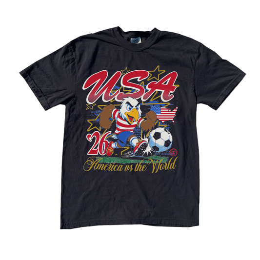 United States Eagle Mascot Soccer Black Tee