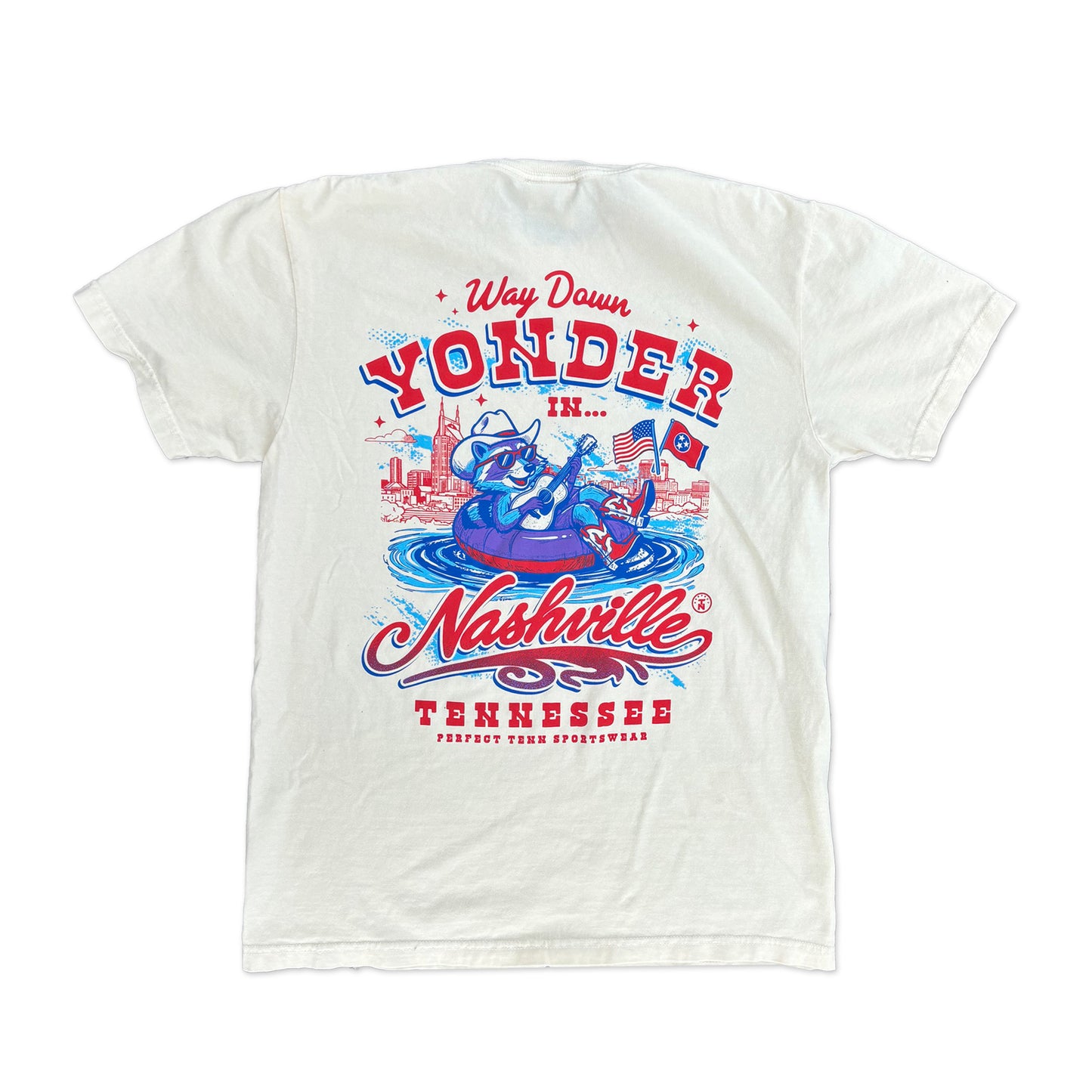 Way Down Yonder 90s Country Raccoon Ivory Tee