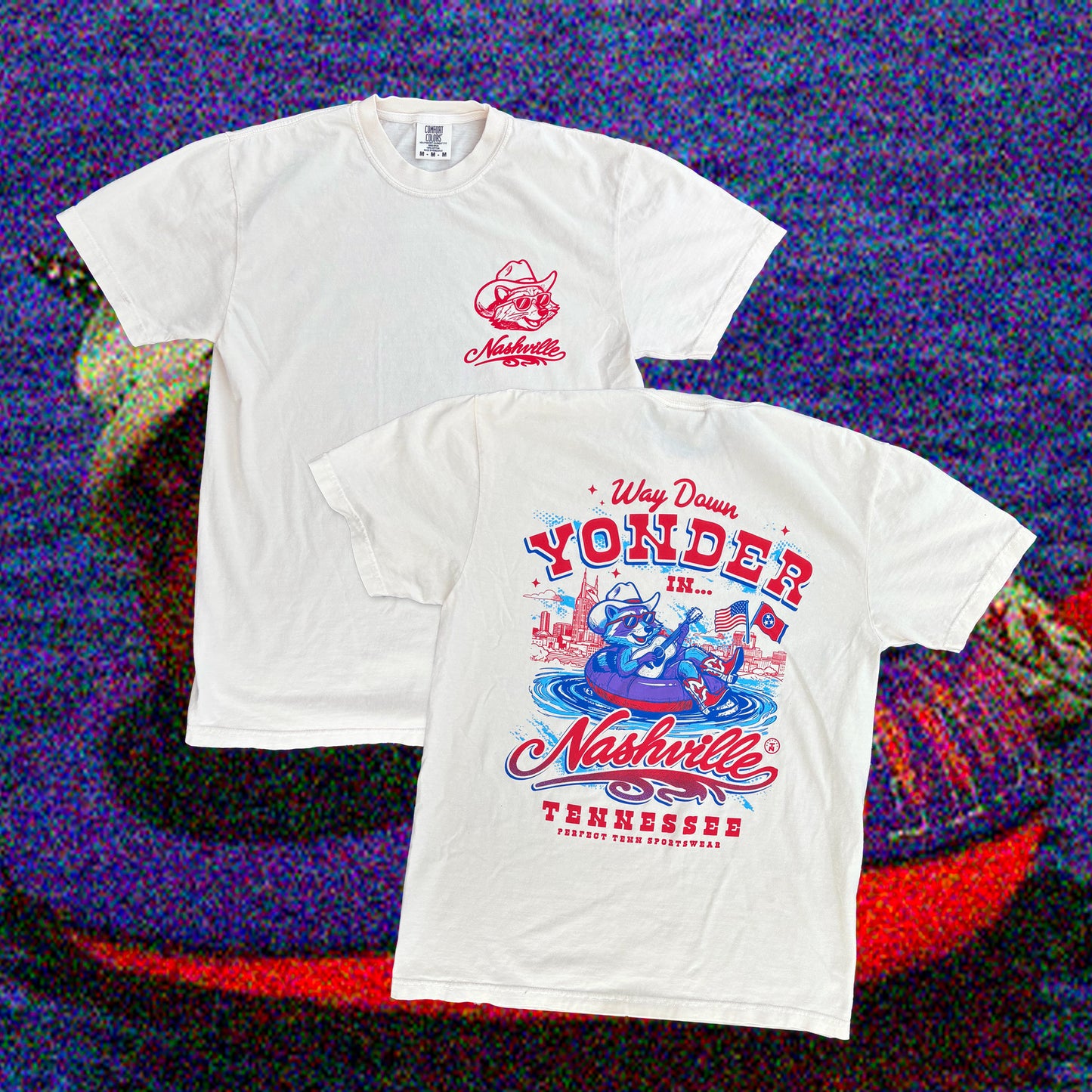 Way Down Yonder 90s Country Raccoon Ivory Tee