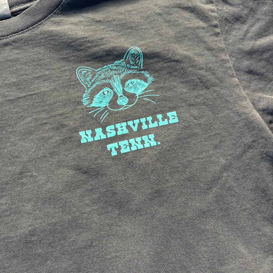 Music City Raccoon Faded Black w Neon Ink CROP