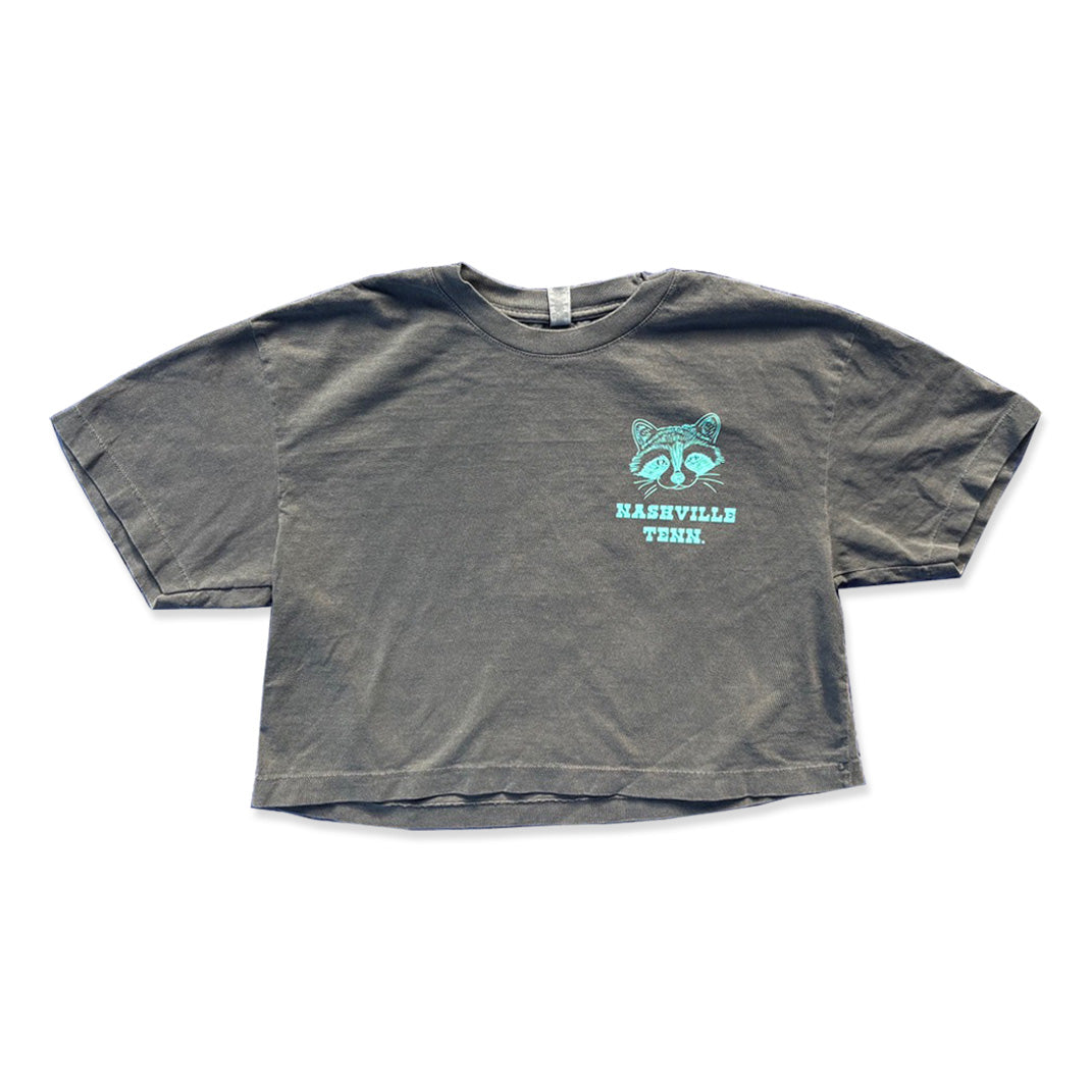 Music City Raccoon Faded Black w Neon Ink CROP