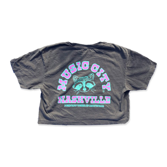 Music City Raccoon Faded Black w Neon Ink CROP
