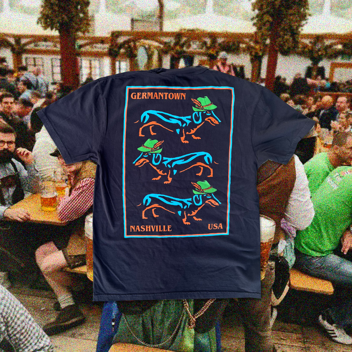 Germantown Oktoberfest Dachsund Weenie Dog Black Tee