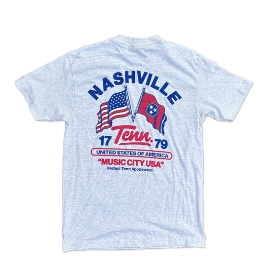USA & Tri-star American and Tennessee Flag Athletic Heather Tee