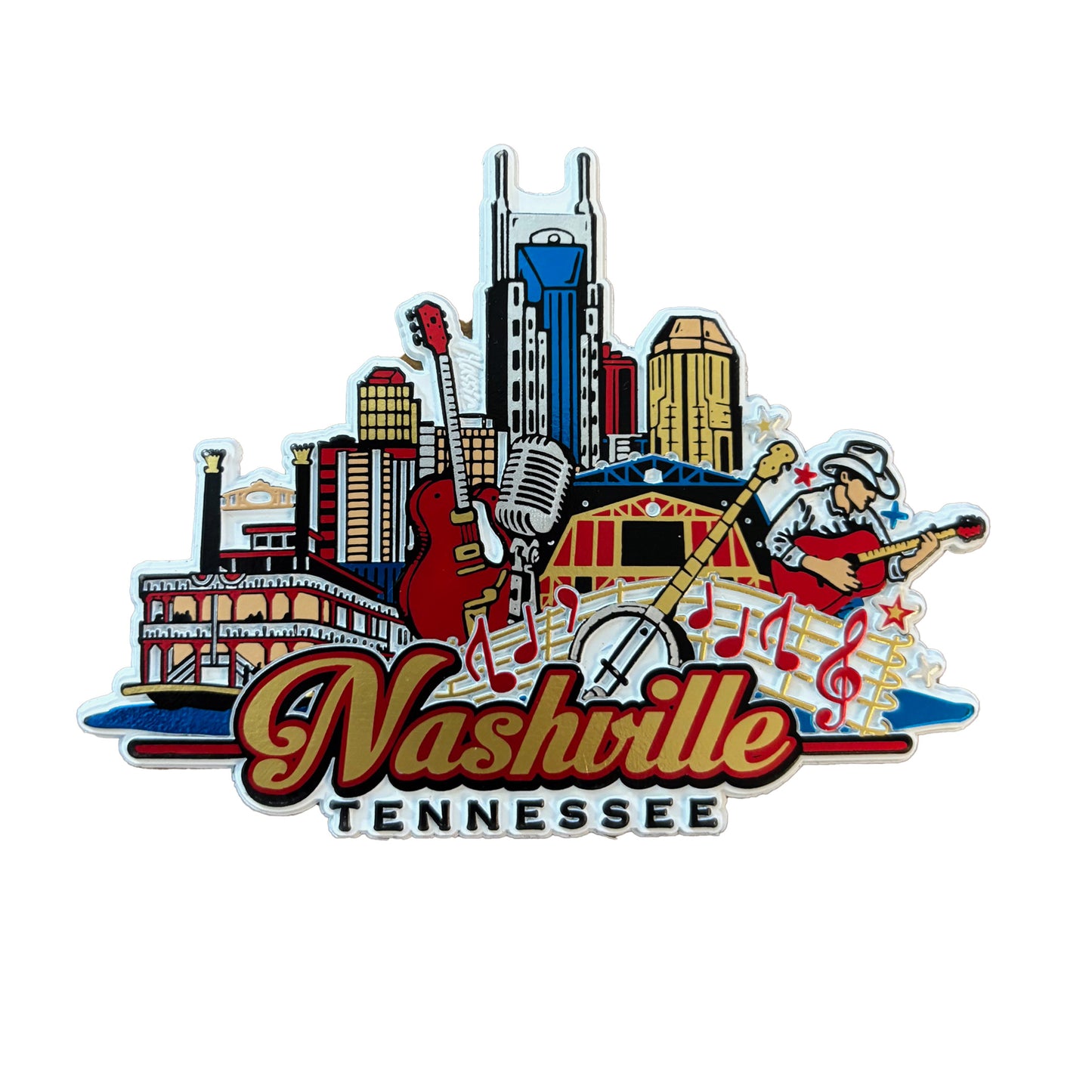 Nashville Tennessee Skyline Magnet Made in USA 4"