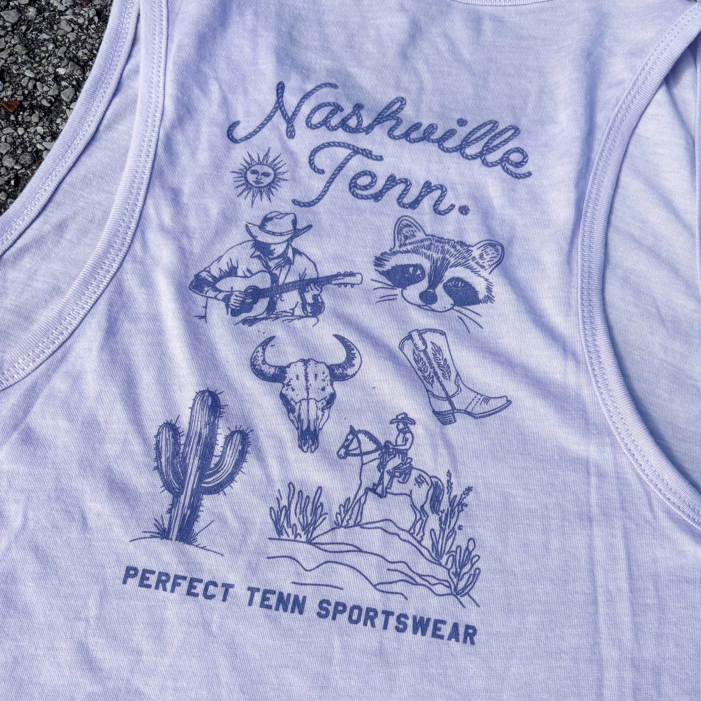 Nashville Tenn Stick N Poke Horse Lavender Ladie's Cut TANK