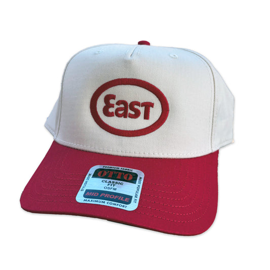 EAST Tomato Red 5 Panel Embroidered Hat