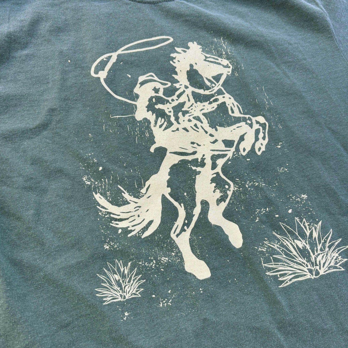 Follow Me to Nashville, Tenn Bucking Bronco Moss Green Tee