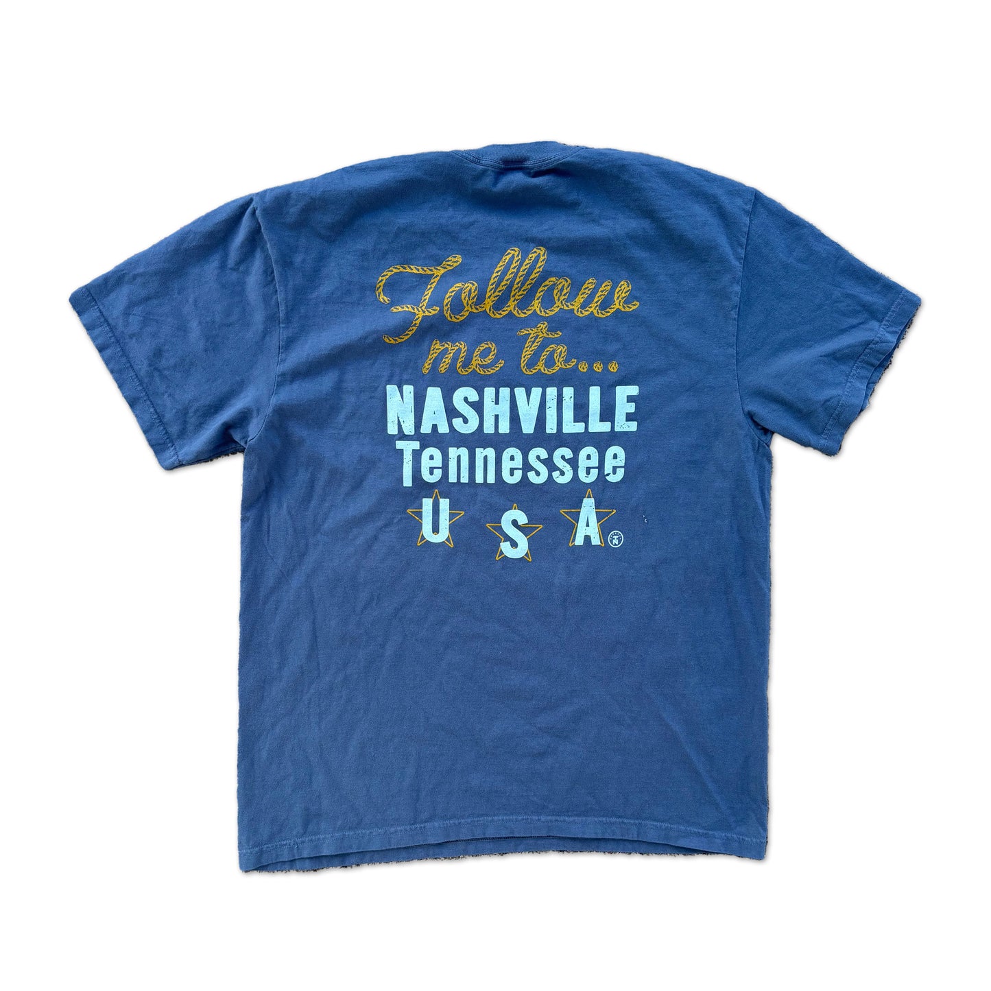 Follow Me to Nashville, Tenn Bucking Bronco Deep Blue Tee