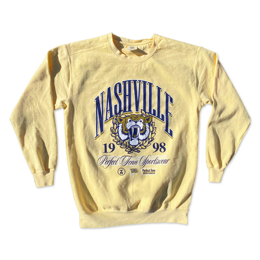Nashville Sabertooth Perfect Tenn Light Yellow Crewneck Sweatshirt ok