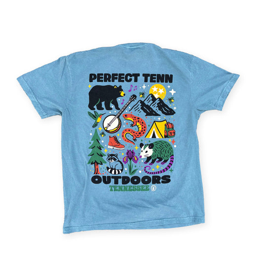 Tennessee Outdoors East Tennessee Flora & Fauna Faded Blue Tee