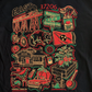 East Nashville Tomato Collage Sketch Black Tee *Presale
