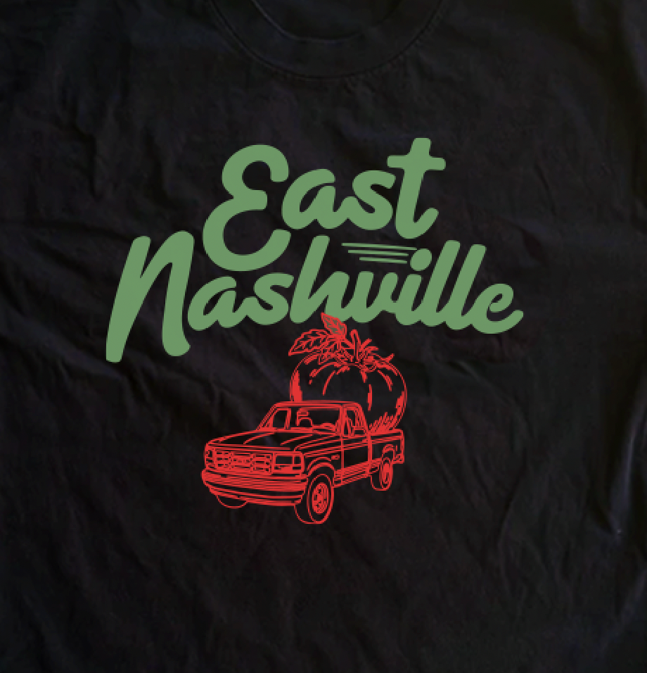 East Nashville Tomato Collage Sketch Black Tee *Presale