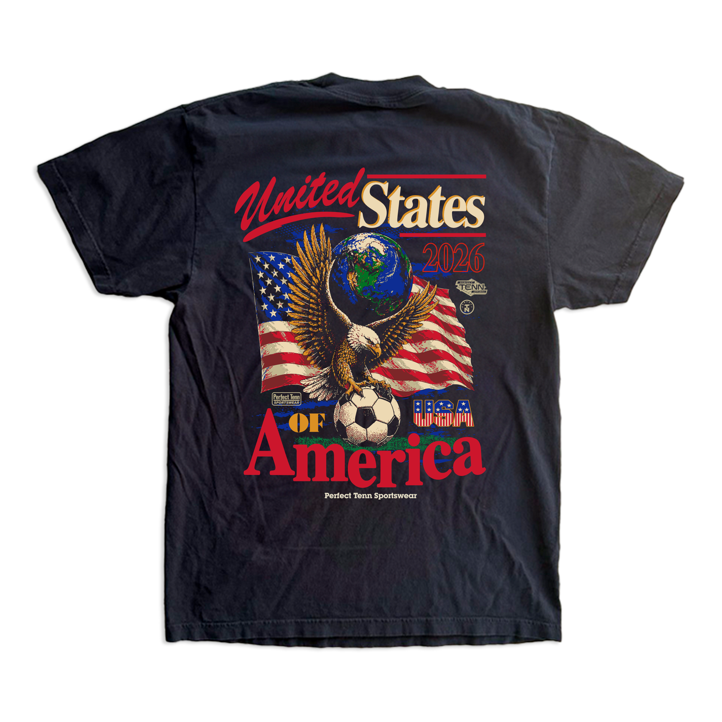United States of America Soccer Eagle Black Tee