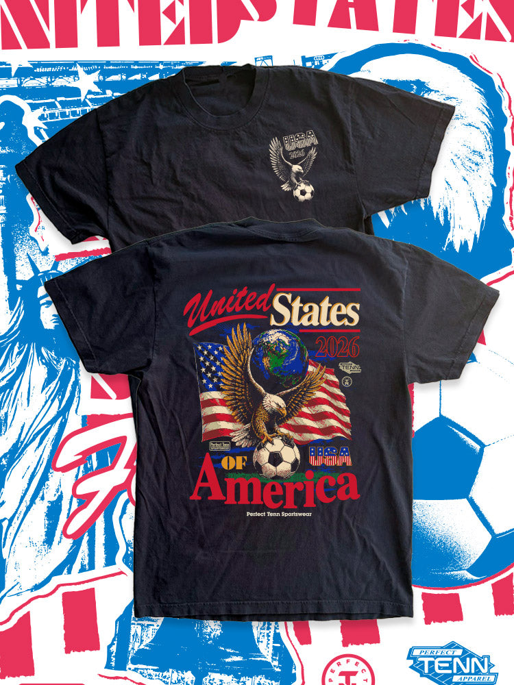 United States of America Soccer Eagle Black Tee