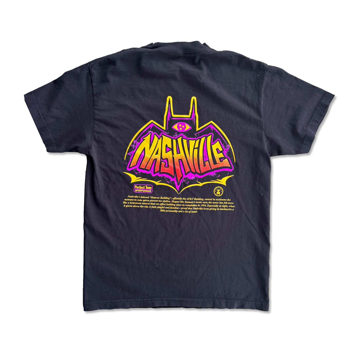 Bat Building Retro Black Tee
