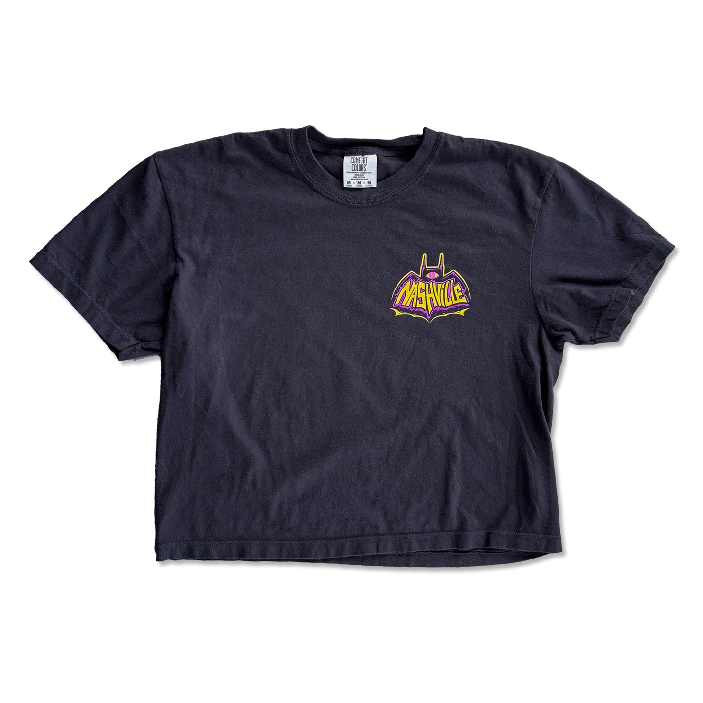 Bat Building Retro Black Crop Tee