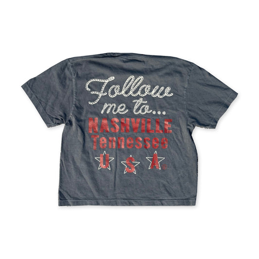 Follow Me to Nashville, Tenn Ladies Bucking Bronco CROP