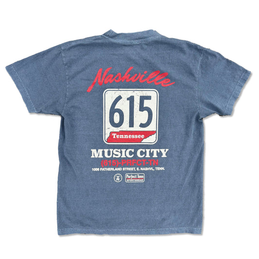 615 Tennessee Road Sign Faded Blue Tee