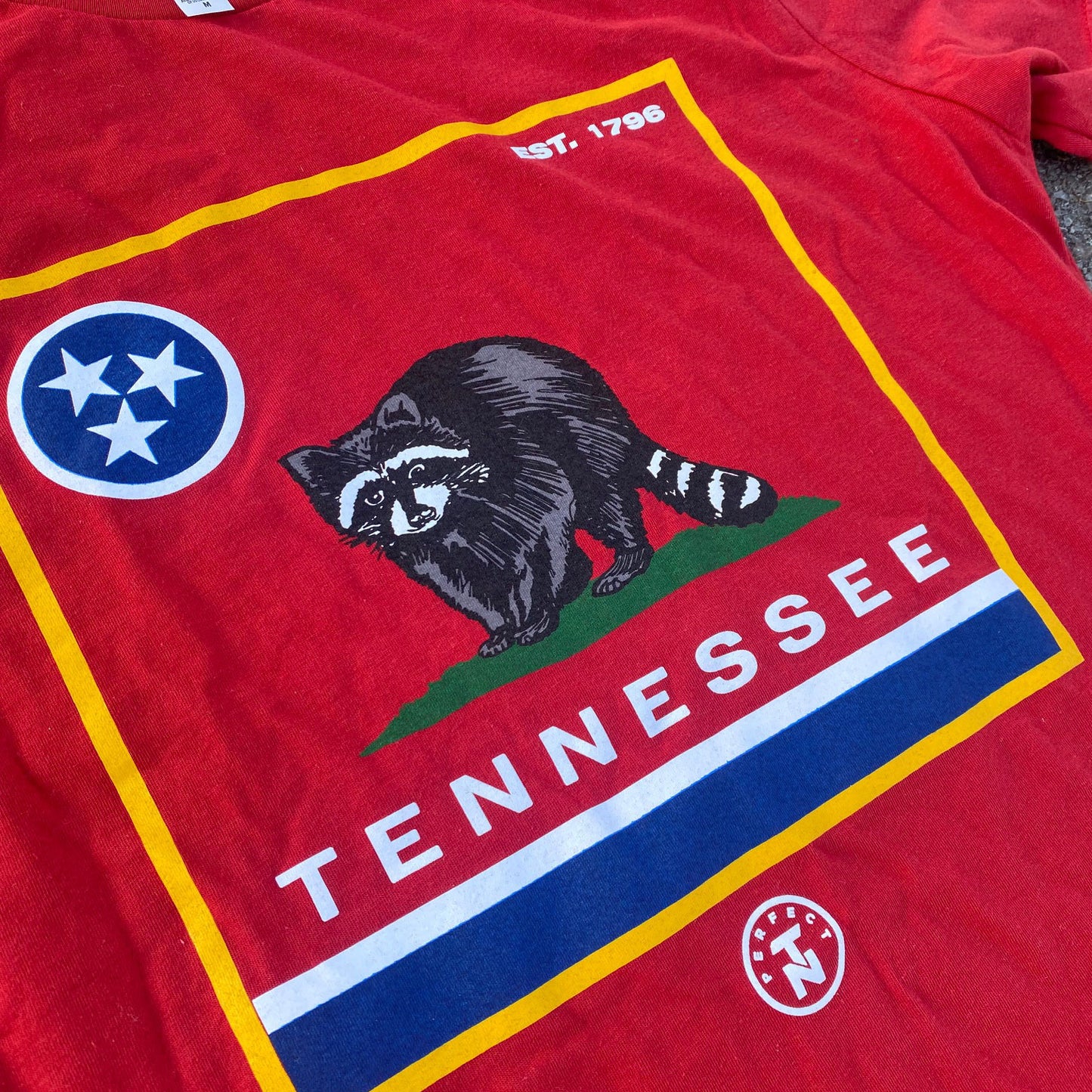 Tennessee Raccoon Flag Red Tee